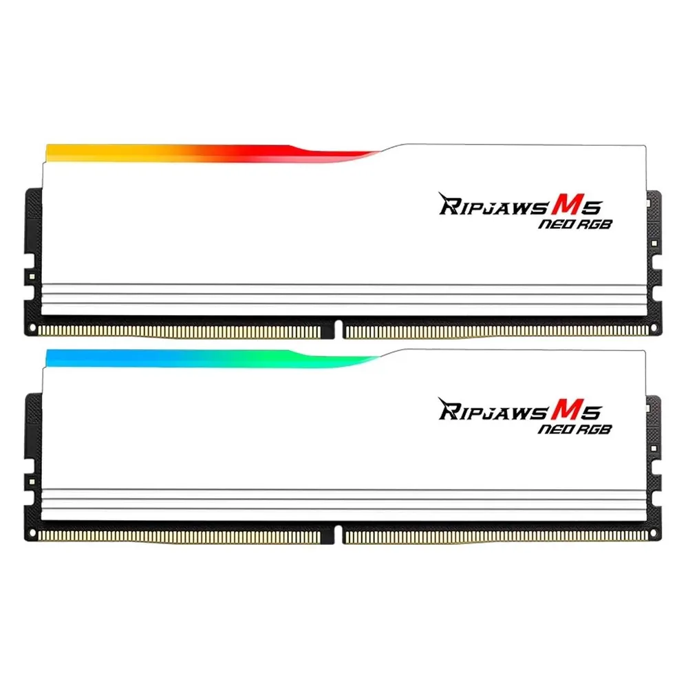 Memoria RAM G.Skill Ripjaws M5 RGB F5-6000J3040G32GX2-RM5NRW 64GB 2x32GB DDR5 6000MHz CL30 AMD EXPO RGB Weiß