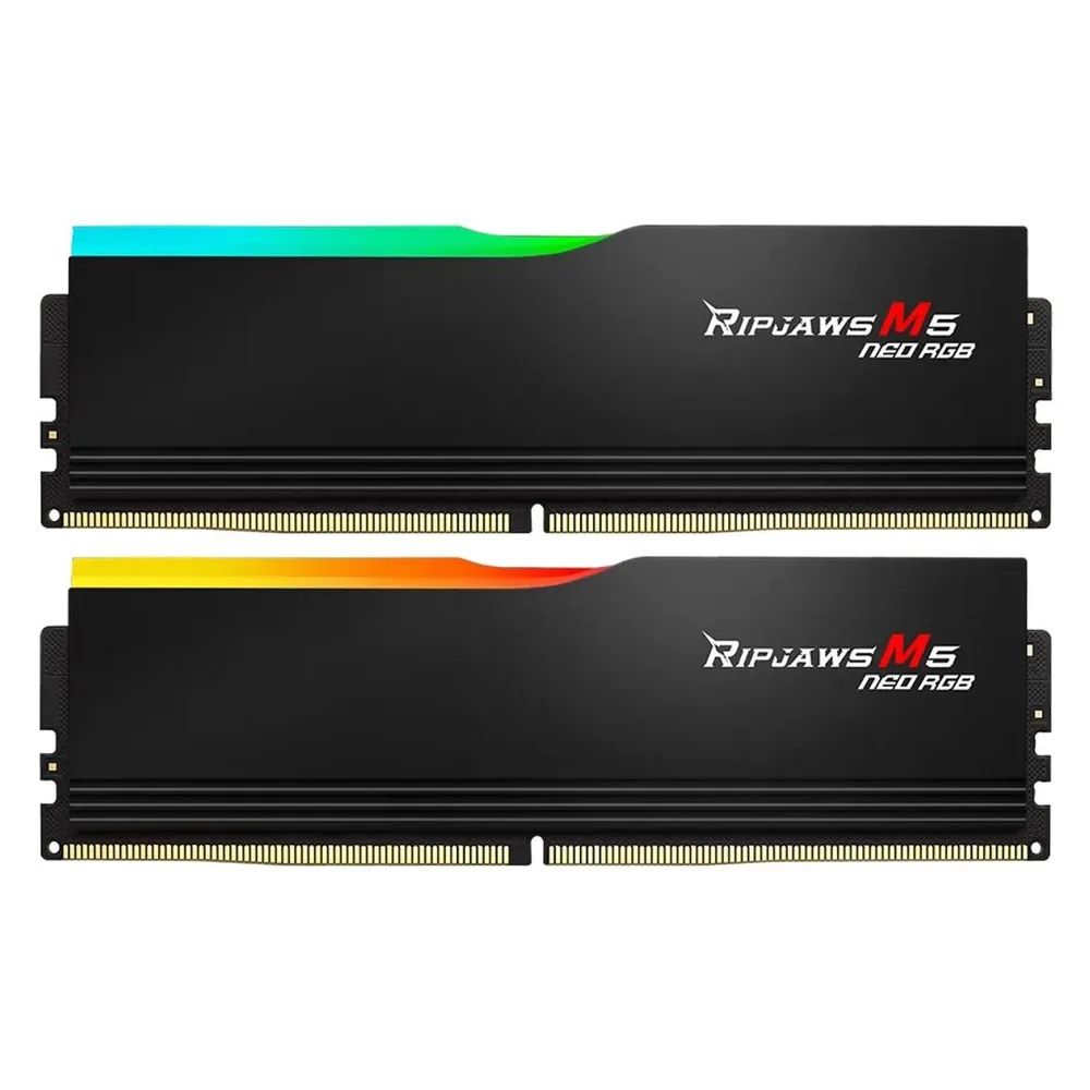 Memoria RAM G.Skill Ripjaws M5 Neo RGB F5-6000J3238G32GX2-RM5NRK 64GB 2x32GB DDR5 6000MHz CL32 AMD EXPO RGB Schwarz