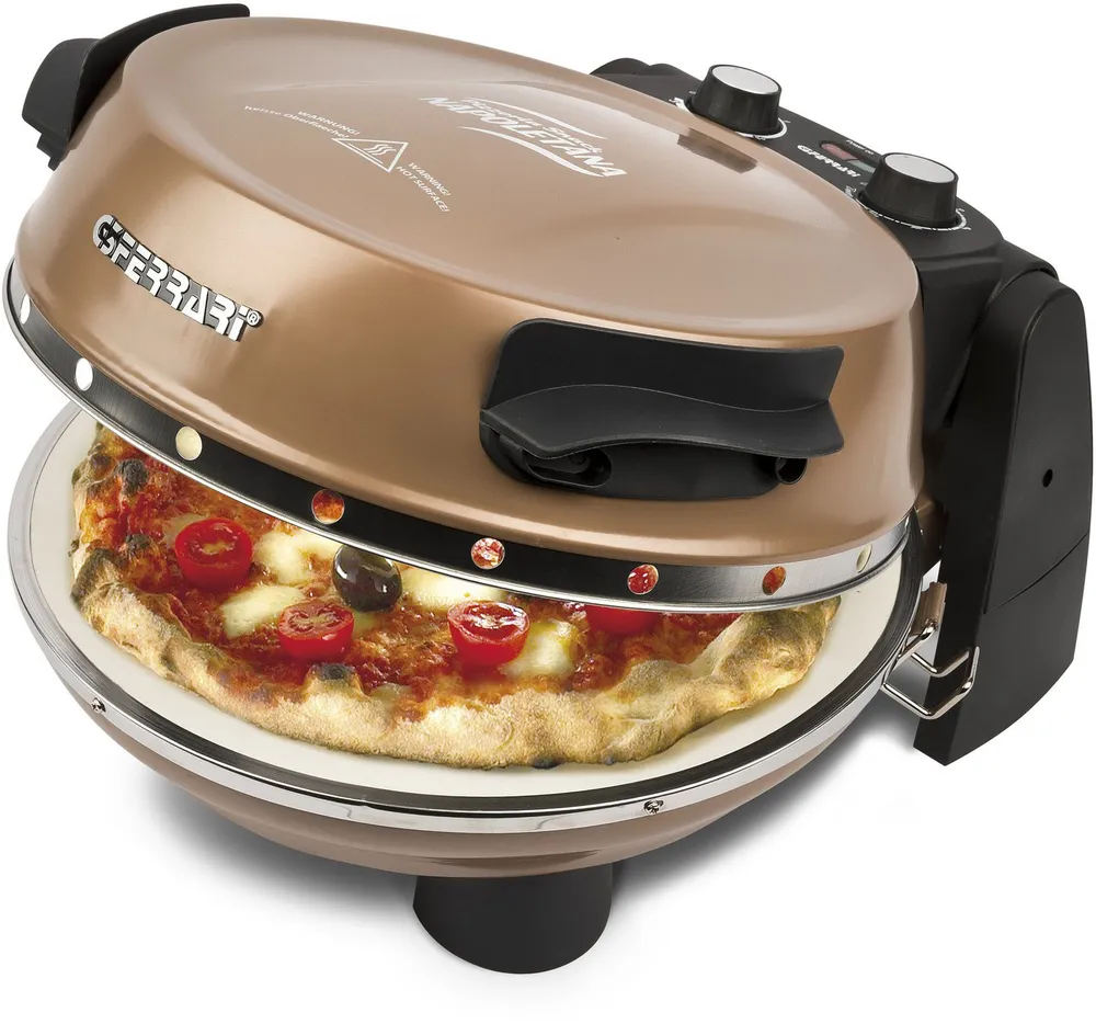 G3 Ferrari Pizzaofen G1003208 Napoletana kupfer inkl. 2-ten oberen Pizzastein, zum Überbacken bis 400 °C für echte Steinofenpizza - Limited Edition