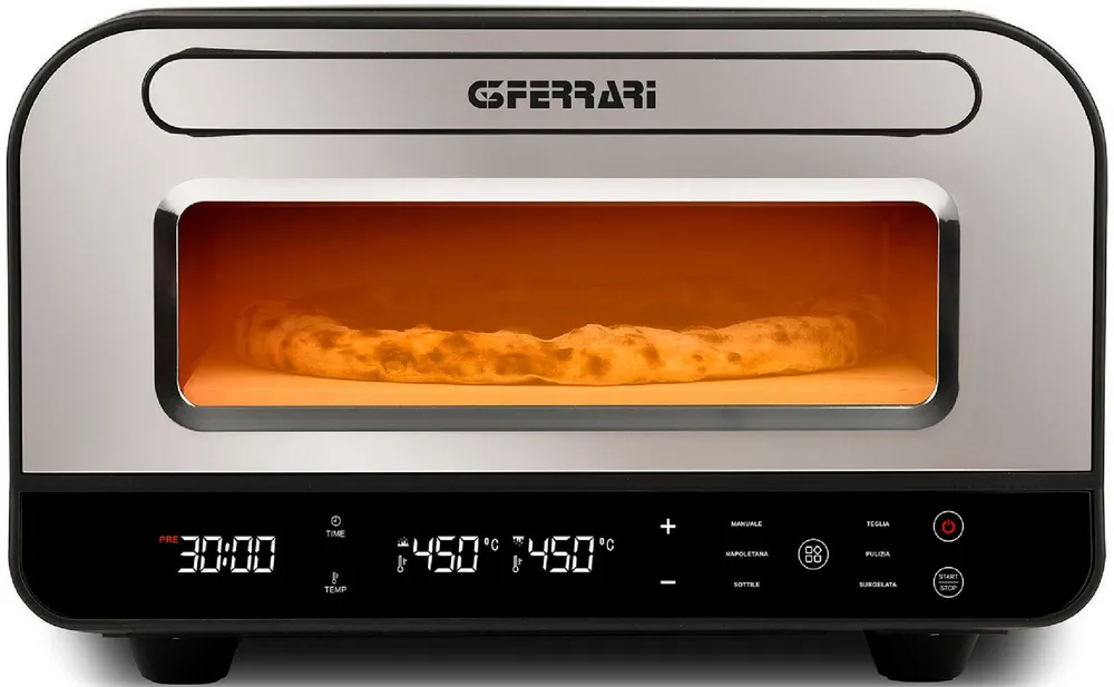 G3 Ferrari Pizzaofen G10204 Pizza Pro bis 450 °C, Pizza in 120 Sek., Profitemperaturen, Selbstreinigungsprogramm, einstellbare Ober- und Unterhitze .