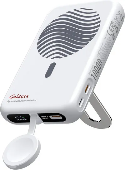 Galeces Magnetische Powerbank 10000mAh für iPhone Apple Watch USB-C PD20W Powerbank AE01 10000 mAh (5 V), Kompakter MagSafe-kompatibler Li-Ion Spezialakku mit LED-Display