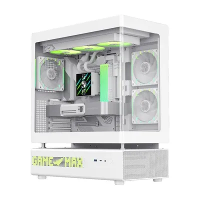 PC-Gehäuse GameMax N90 WH Midi Tower ATX Weiß Gehärtetes Glas Mesh