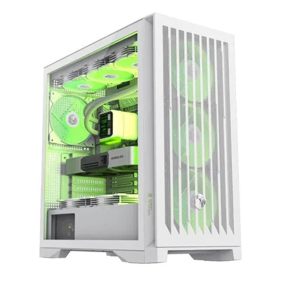 PC Gehaeuse GameMax Leader 2 WH Full Tower Weiss ATX RGB Glas