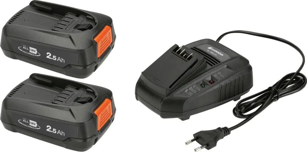 GARDENA Gardena Starter-Kit P4A 2 Akkus + Ladegerät, 18 V, Akku Starter-Set