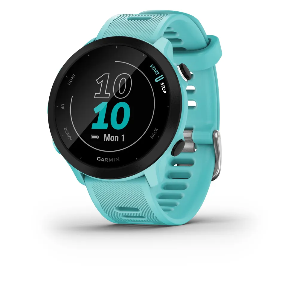 Garmin Forerunner 55 Bluetooth GPS 42mm MIP Türkis 2 Wochen Akku 5ATM Pulsuhr Schlaftracking