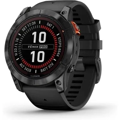 Garmin Fénix 7X Pro Solar GPS NFC 51mm Grau Armband Schwarz Wasserdicht 10ATM SpO2
