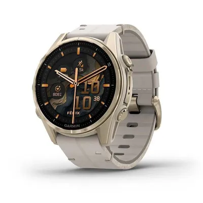 Garmin Fenix 8 GPS Bluetooth 43mm AMOLED Gold Grau Touchscreen Wasserdicht 10ATM