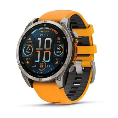 GARMIN Fenix 8 GPS WiFi 47mm AMOLED Titan Orange Wasserdicht 10ATM SpO2 Pulsmesser