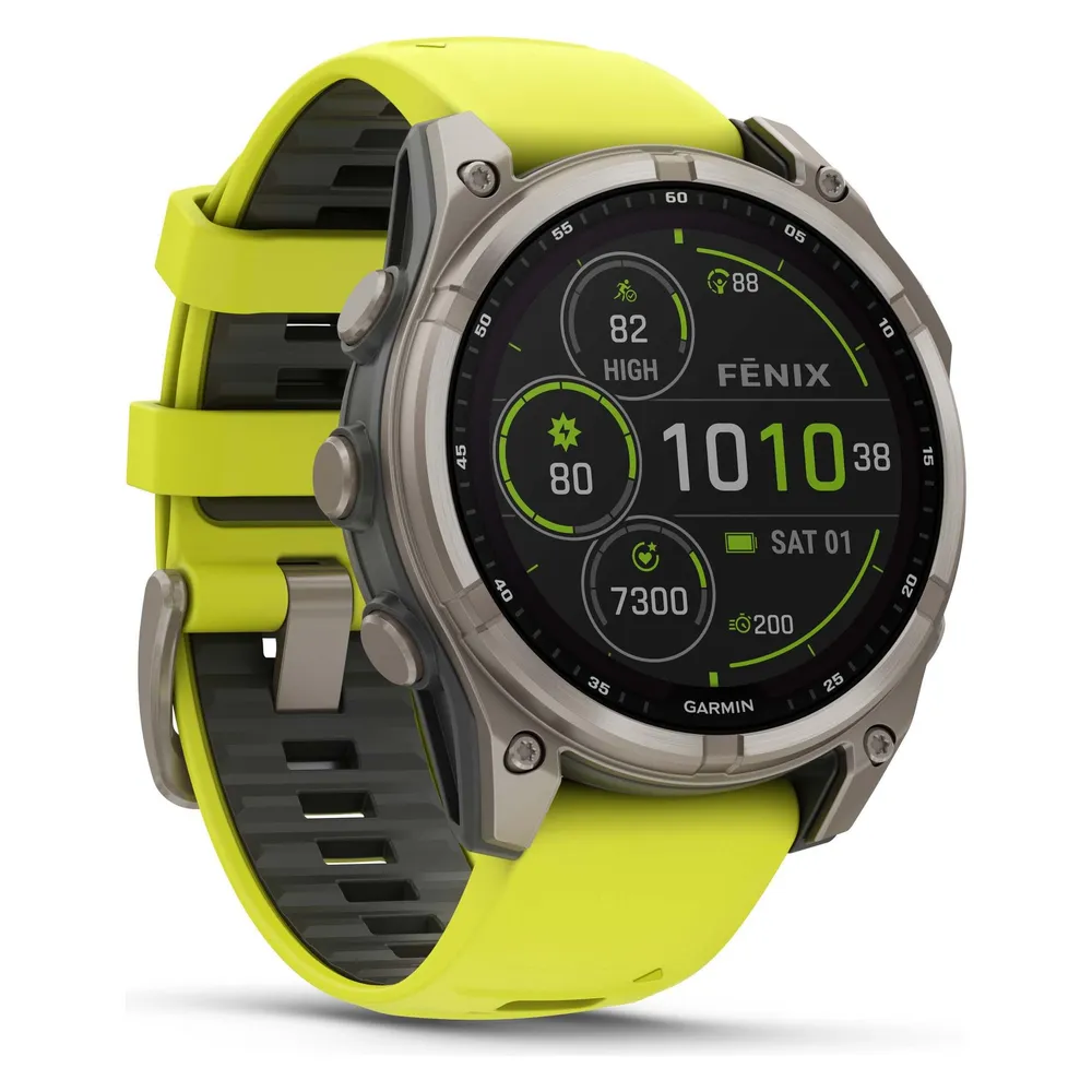 Garmin Fenix 8 GPS Wifi 47mm Digital Sapphire Titan Grau Gelb One Size 10ATM SpO2 HR Schlaf