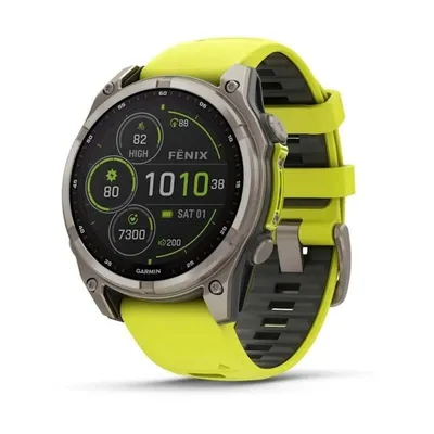 Garmin Fenix 8 GPS Wifi 47mm Digital Sapphire Titan Grau Gelb One Size 10ATM SpO2 HR Schlaf