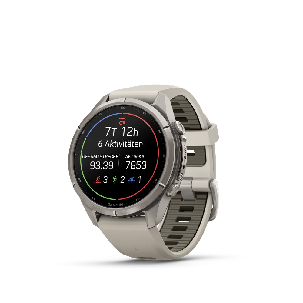 Fenix 9 Pro inReach, 51 mm, Titan mit Silikon-Armband, Nebelgrau/Dunkler Sandstein Smartwatch
