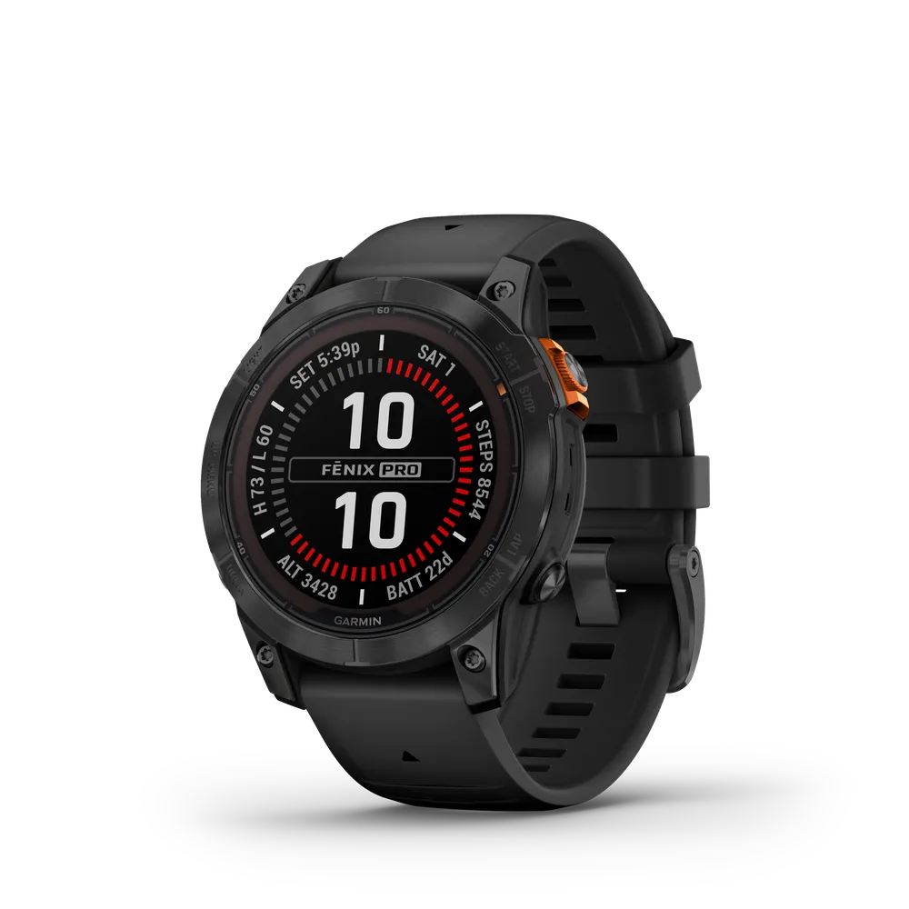 Fenix 7 Pro - Solar Edition, 47mm, Schwarz/Schiefergrau mit QuickFit-Silikon-Armband 22 mm