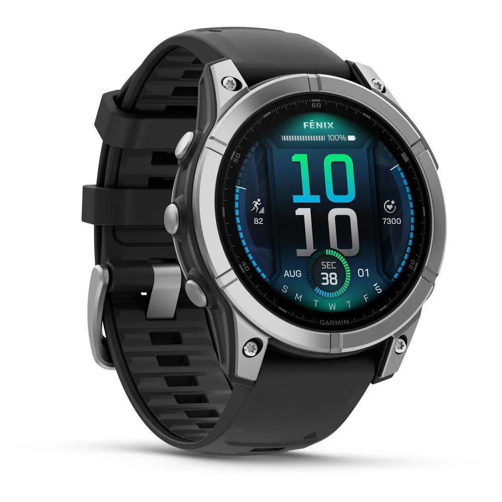 fenix E - 47 mm AMOLED Schwarz/Silber mit QuickFit-Silikon-Armband 22 mm Smartwatch