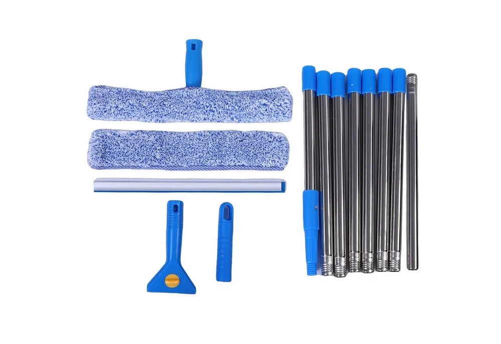 GARRYFIZH Fenstersauger Profi Fensterreinigungs-Set mit Stange, Abzieher für Hochfenster, Streifenfreie Reinigung ohne Leiter – 2-in-1 Set für Haus & Solar