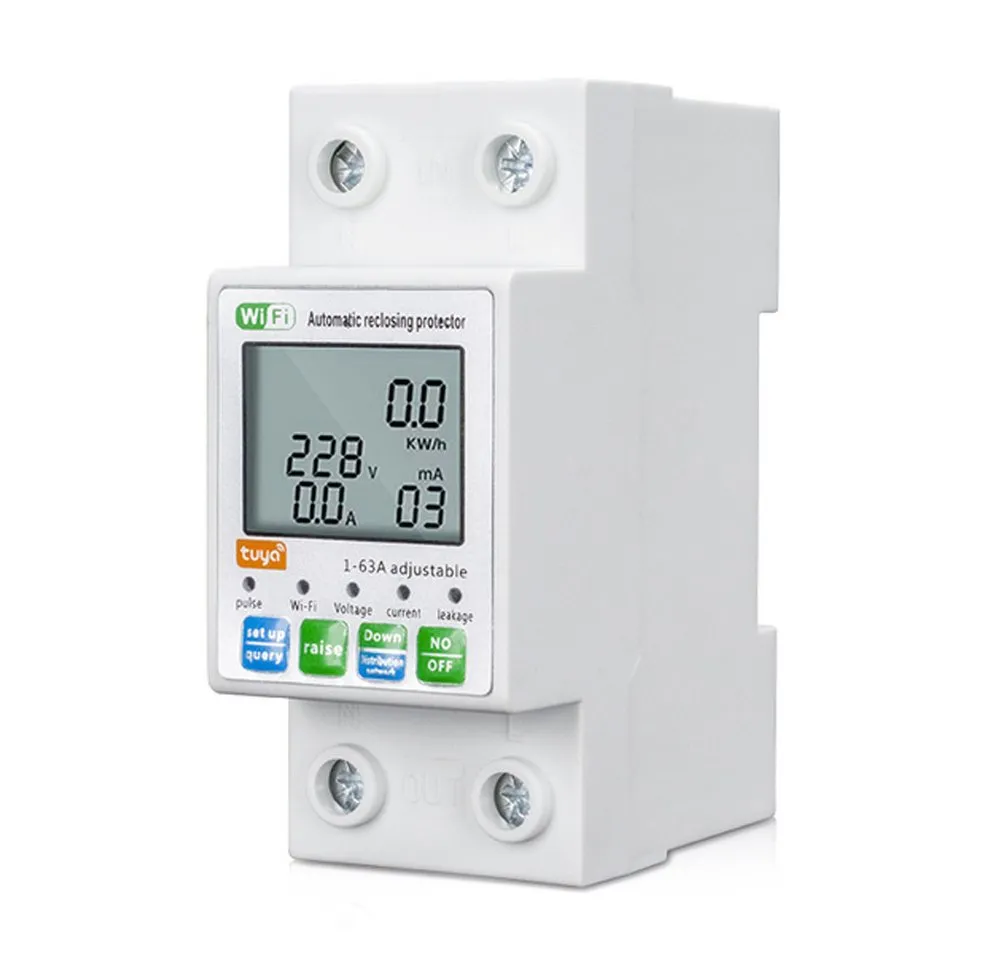 GARRYFIZH Tuya Zigbee Smart Schutzschalter, Stromzähler mit LCD & App-Steuerung Smart-Home-Zubehör, Digitales LCD-Display, App-Steuerung, automatische Wiedereinschaltung