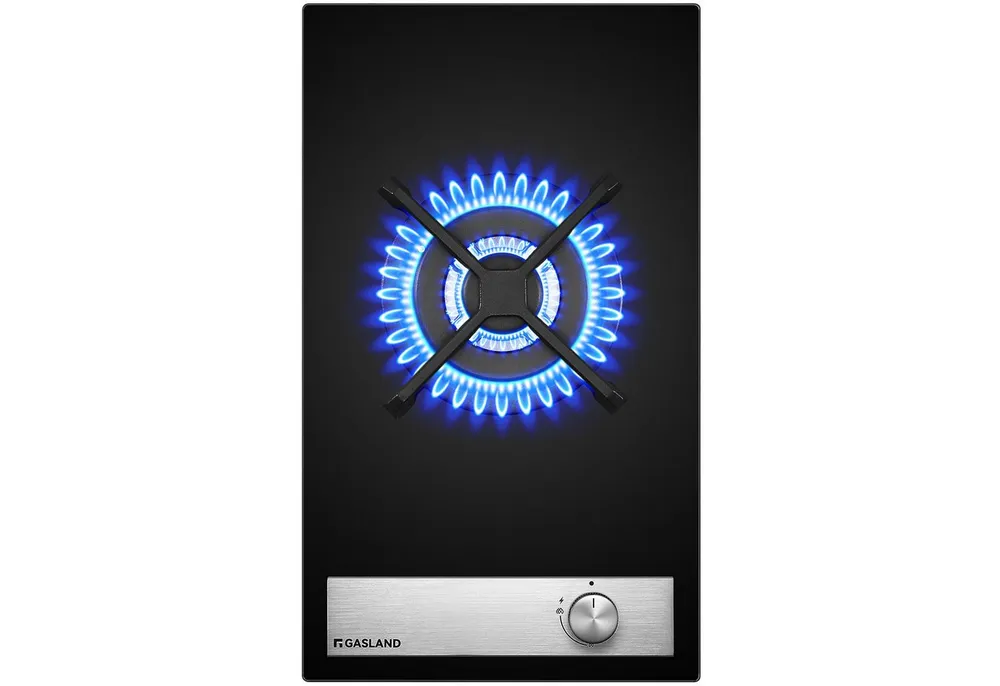 GASLAND Gas-Kochfeld GH12BF, Einbau Glas-Gaskochfeld Wokbrenner, 30 cm, 3400 W, Butan/LPG/Erdgas