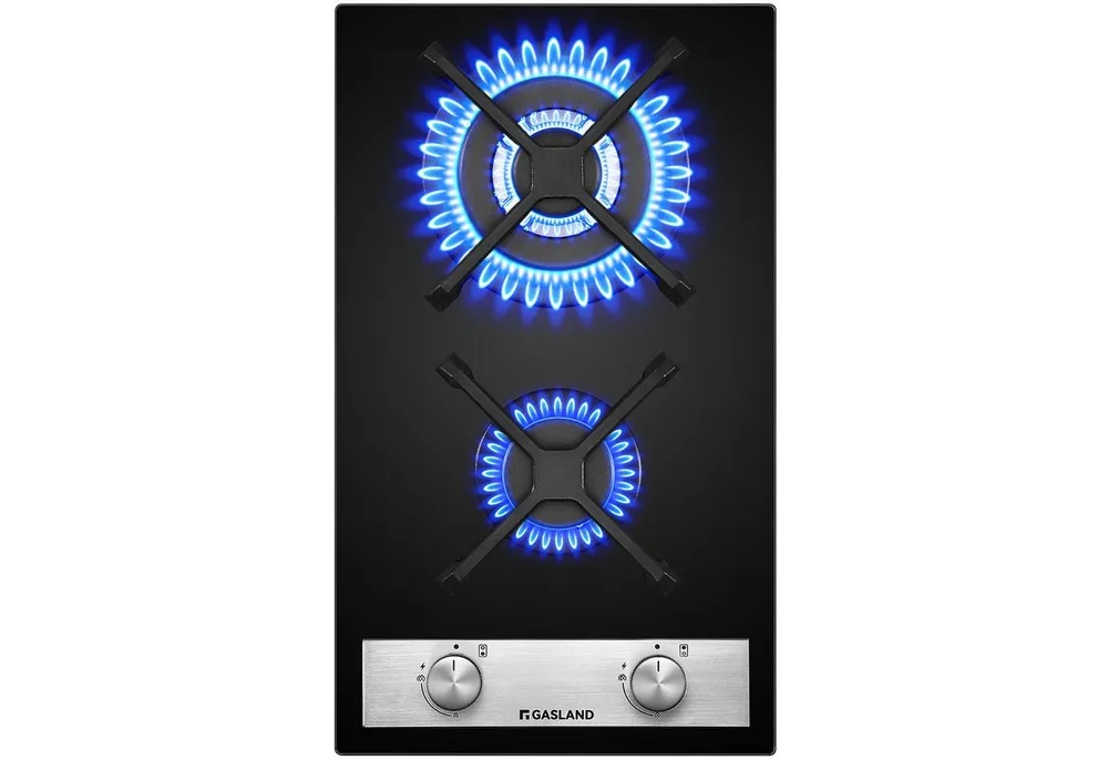 GASLAND Gas-Kochfeld GH30BF, Glas-Gaskochfeld 30cm, 2 Flammig, 5200 W, Wokbrenner, Butan/LPG/Erdgas