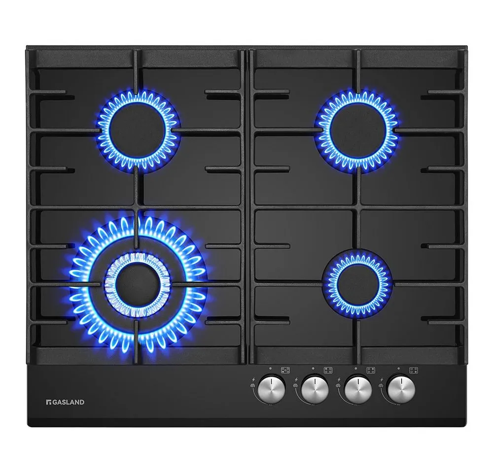 GASLAND Gas-Kochfeld GH604BF, 4-flammiges Kochfeld, 60 cm, 8000 W, Wok-Brenner, LPG/Erdgas