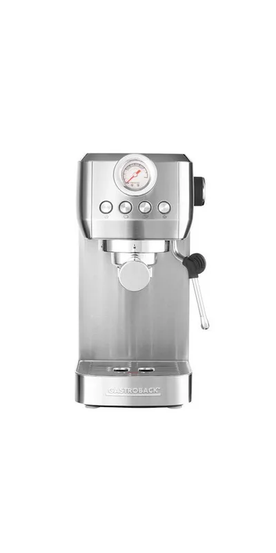 Gastroback Espressomaschine, Edelstahlfilter, Siebträger Espressomaschine für alle Kaffeespezialitäten
