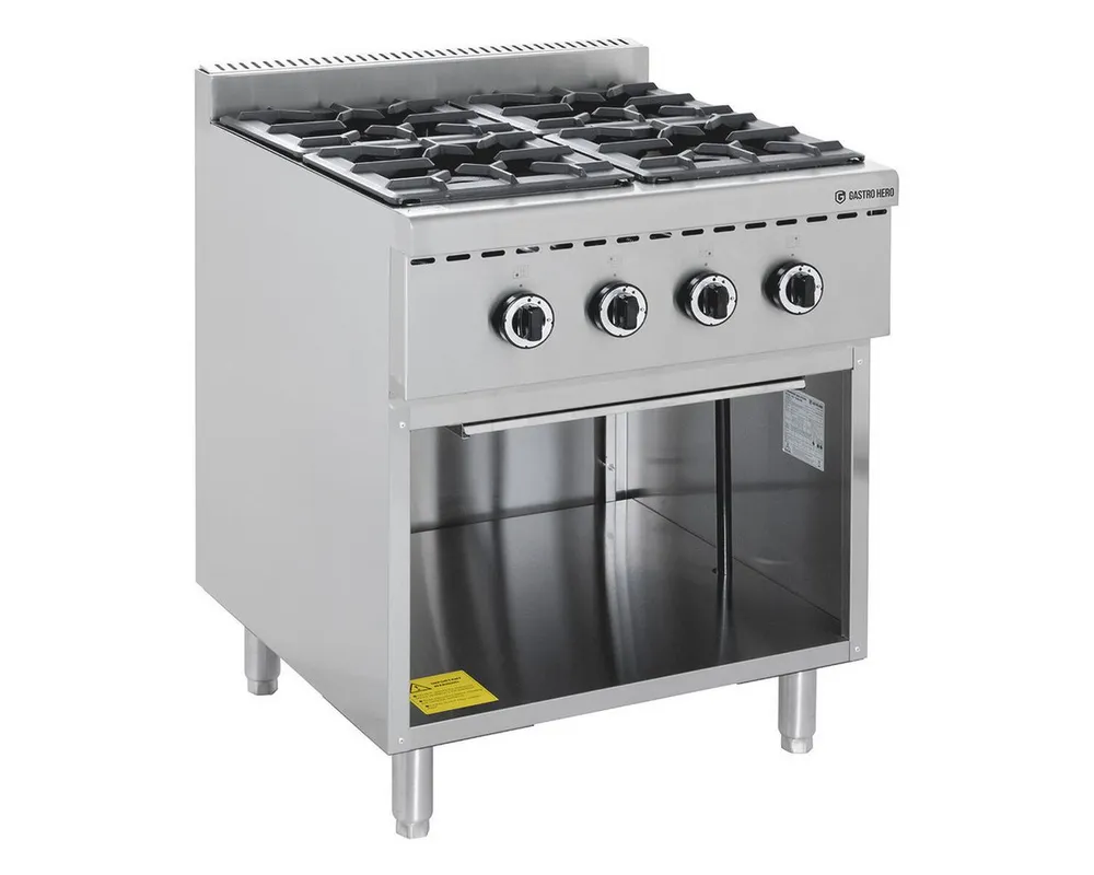GastroHero Dönergrill Gasherd 4 Brenner 28,8 kW Edelstahl Gastro Standherd, 28800 W