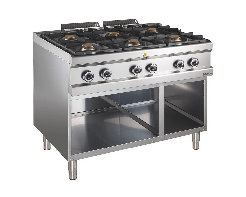 GastroHero Dönergrill Gasherd 6 Brenner 42 kW Edelstahl Gastro Standherd