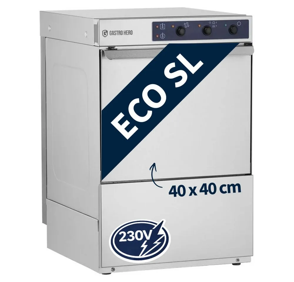 GastroHero Dönergrill Gläserspülmaschine 40x40 ECO GLSME40SL 230V Gastro, 2770 W