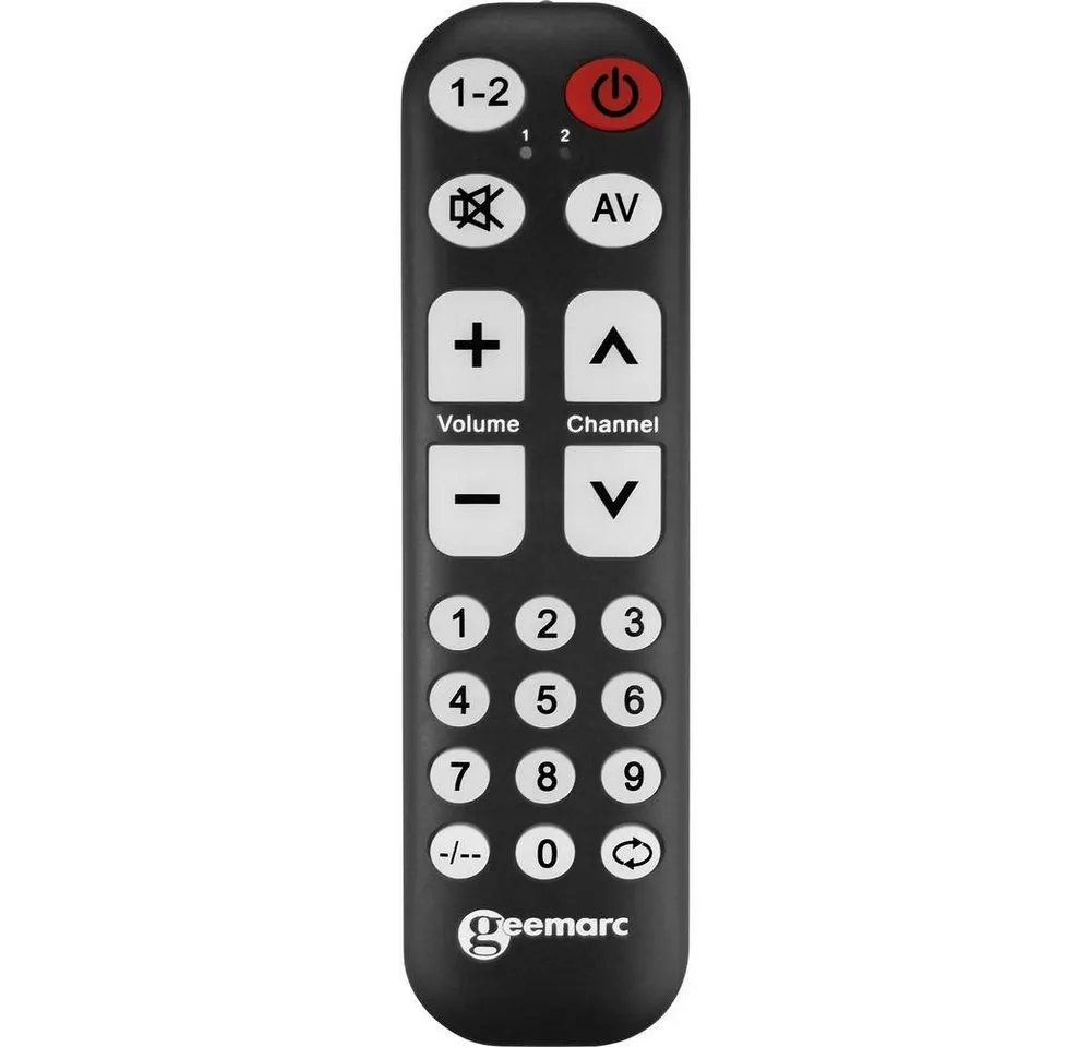 Geemarc lernfähige Universalfernbedienung mit großer Schrift TV-10_BLK Fernbedienung