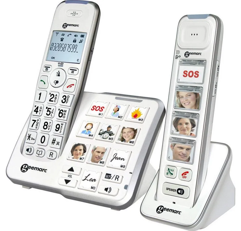 Geemarc Schnurloses Telefon analog PACK_MOBILITYFOTO-IG Seniorentelefon (Anrufbeantworter, Foto-Tasten, Freisprechen)