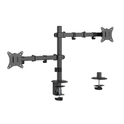 Gembird Ma-d2-03 Verstellbarer, am Schreibtisch montierter Dual-Monitorarm, 17–32 Zoll, Schwarz