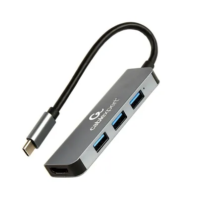 Hub Gembird 3 Ports USB 3.2 Gen 1 5 Gbps HDMI 4K Metall Grau A-CM-COMBO2-01