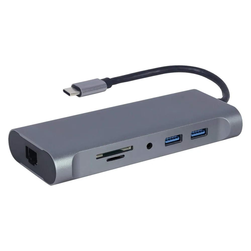 Dockingstation Gembird A-CM-COMBO7-01 USB 3.2 HDMI VGA SD Grau Metall