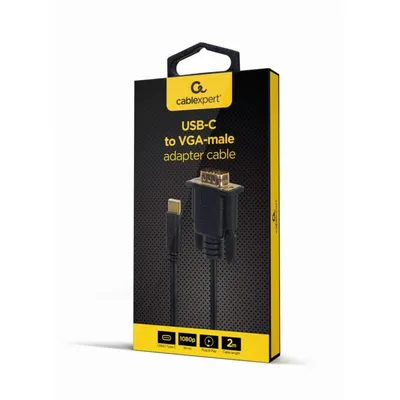 USB Typ C zu VGA Adapter Gembird A-CM-VGAM-01 1920x1080 @60Hz USB 3.2 Gen 1 Schwarz
