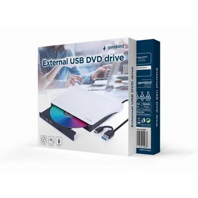 Externer CD/DVD Brenner Gembird DVD-USB-03-BW USB 3.1 Typ C 24x CD 8x DVD
