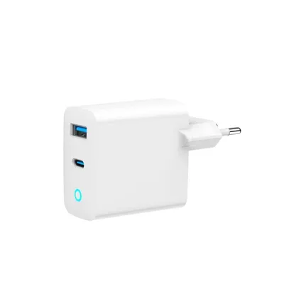 Netzteil Gembird TA-UC-PDQC65L-W-01 GaN 65W USB-C USB-A Schnelllade Weiß