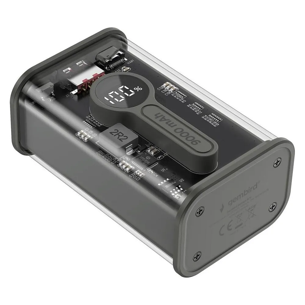 Gembird PowerBank Transparent QC3.0 black