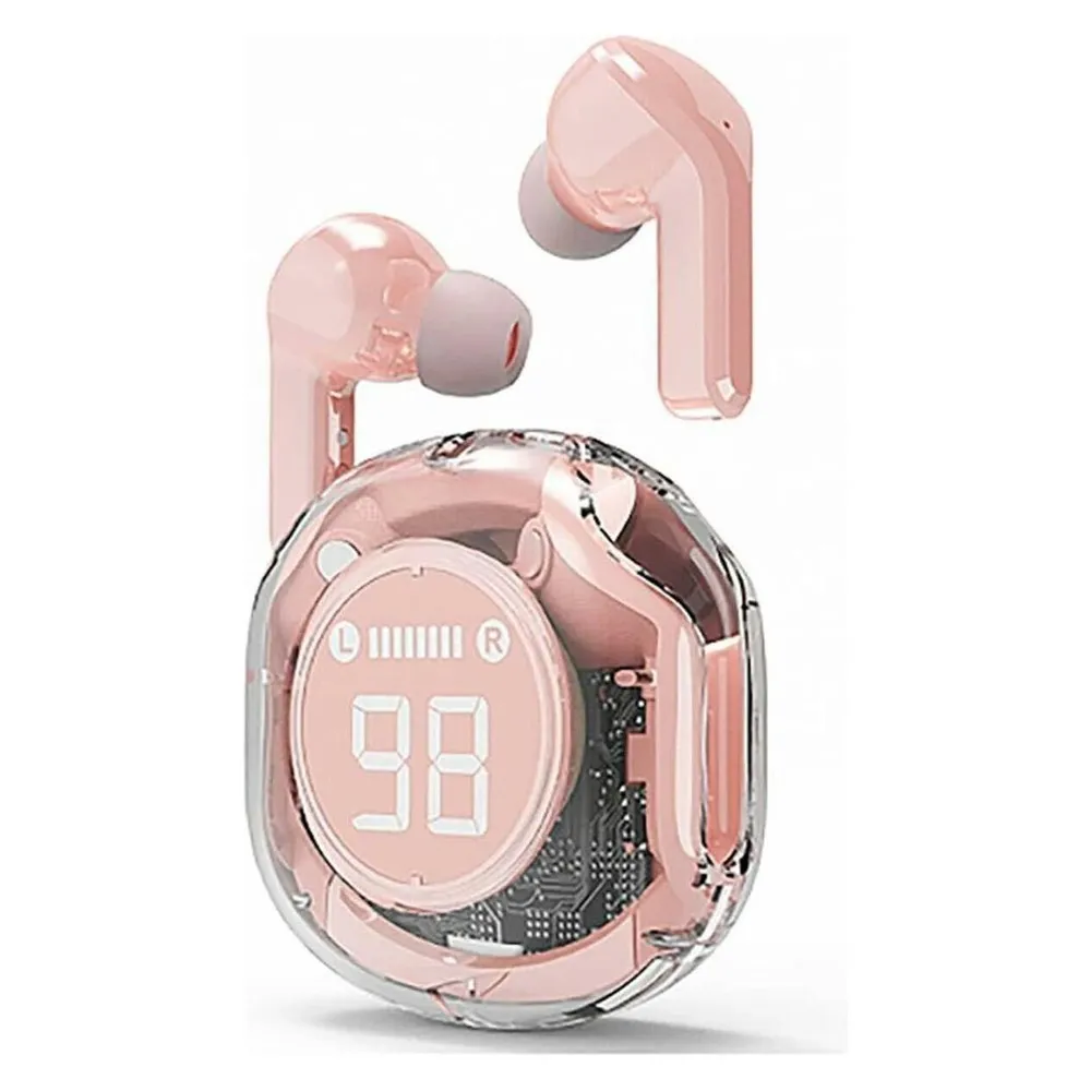 TWS In-Ear Kopfhörer Transparent Rosa bis 6 Std. Wiedergabe