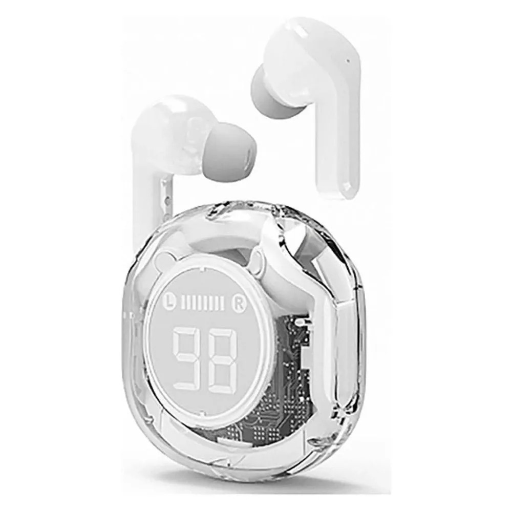 Auriculares Gembird inalámbricos bluetooth transparentes con micrófono y batería LCD