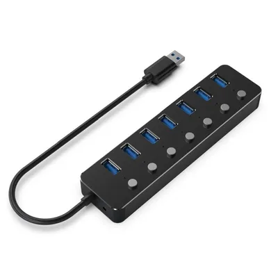 Hub Gembird 7 Ports 5000 Mbit/s UHB-U3P7P-01 Mit Schaltern und LED