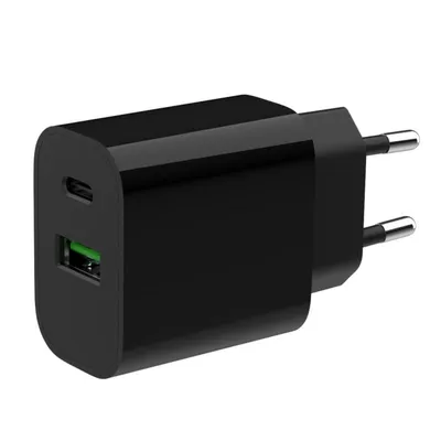 USB-Ladegerät Gembird TA-UC-PDQC20-01-BK Schnellladung 20 W USB-C und USB-A USB-Ladegerät Gembird TA-UC-PDQC20-01-BK Schnellladung 20 W USB-C und USB-A