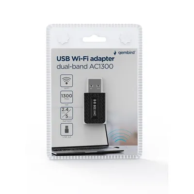 Adapter Gembird AC1300 WLAN USB 3.0 Dualband 867 Mbps Adapter Gembird AC1300 WLAN USB 3.0 Dualband 867 Mbps
