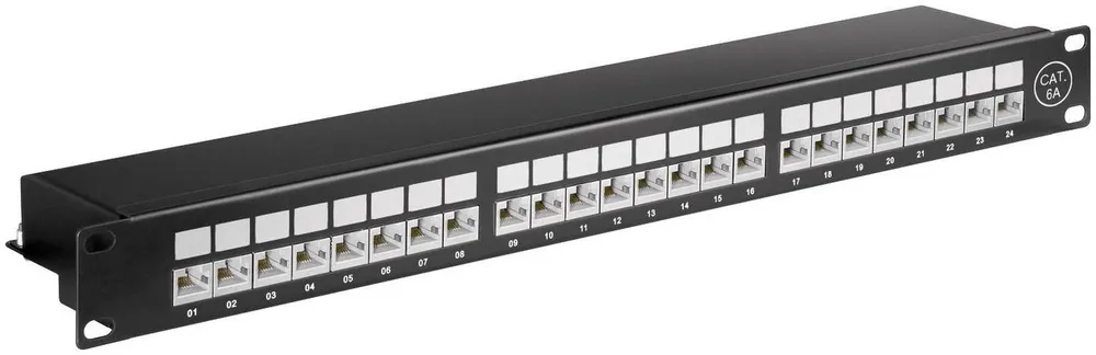 Patchpanel Generica 90854 24 Ports Cat6a STP 1U Schwarz Rack