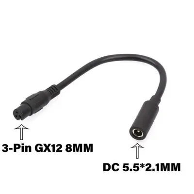 Kabeladapter Weiblich 5,5x2,5 mm auf GX12 8 mm 3 Pol Weiblich