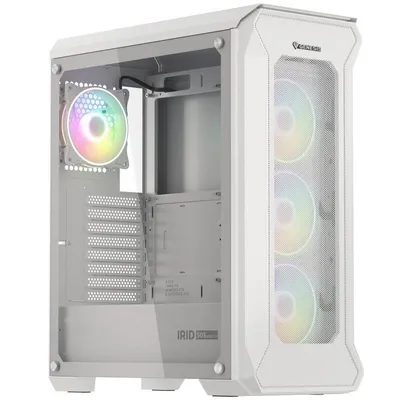Genesis Irid 505 V2 ARGB Midi Tower, gehärtetes Glas, USB 3.0, Weiß