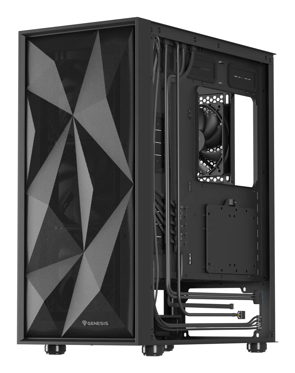 Midi Tower GENESIS Diaxid 605F PC Schwarz ABS Stahl Glasgehärtet Midi Tower GENESIS Diaxid 605F PC