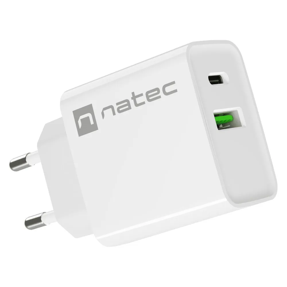Genesis Natec ładowarka Sieciowa Ribera USB-A + USB-C 20w Power Delivery Biała Nuc-2061