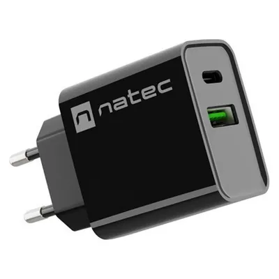 Genesis Natec ładowarka Sieciowa Ribera USB-A + USB-C 20w Power Delivery Czarna Nuc-2062