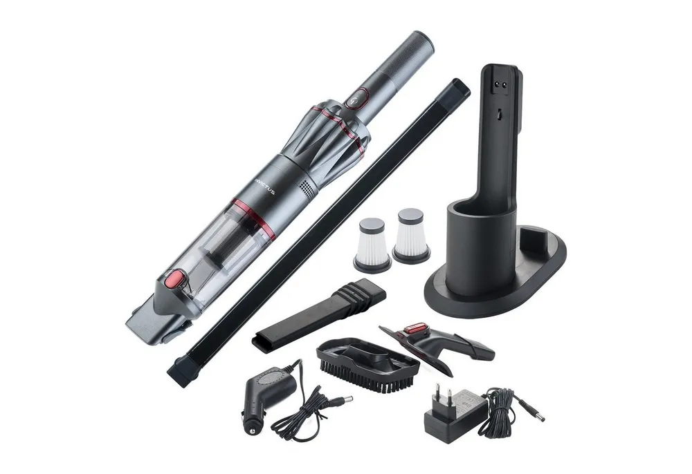 Genius Akku-Handstaubsauger INVICTUS ONE 1.0 Handstaubsauger Set 12-tlg., 12-TLG grau - Handsauger beutellos & kabellos mit 11000PA