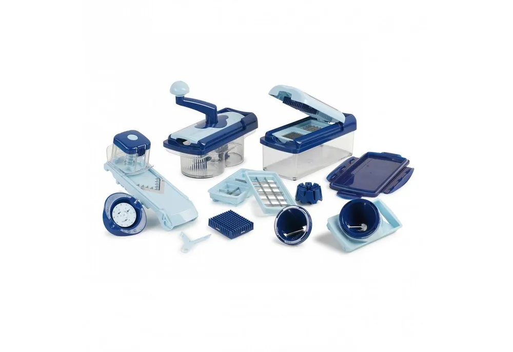 Genius Gemüseschneider Genius Nicer Dicer Fusion Smart Set (23 Teile) inkl. Twist, rubinrot, 23 Teile, Würfel, Stifte, Gemüsehobel mit 1250ml Fassungsvolumen