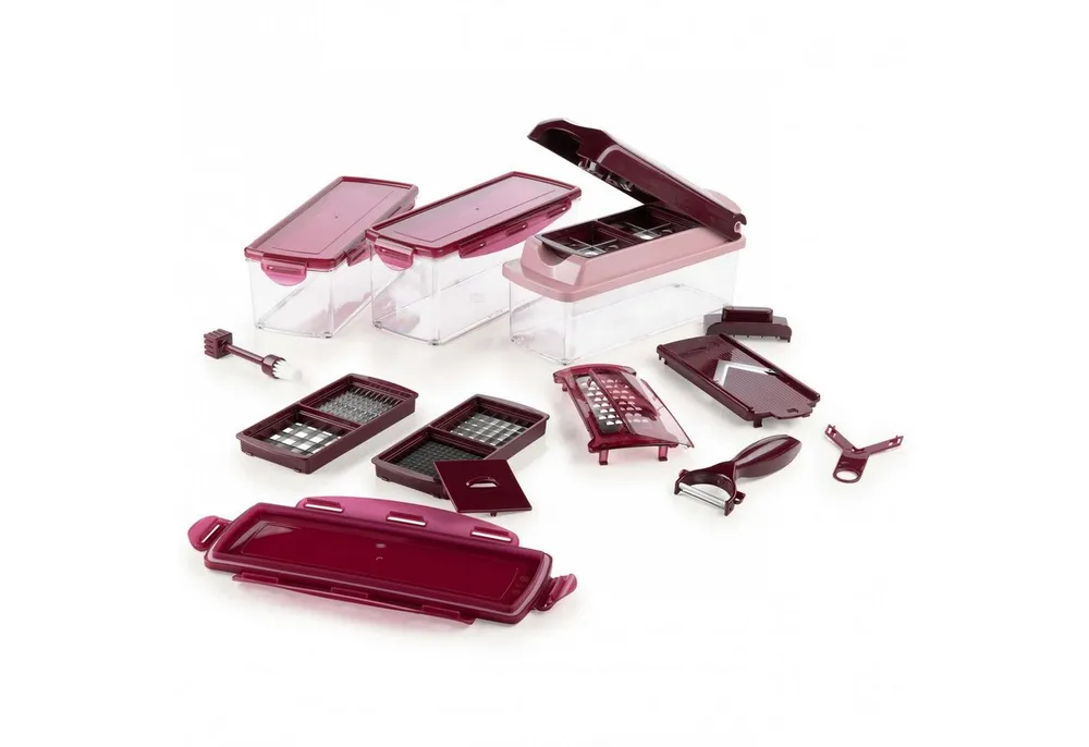 Genius Gemüseschneider Genius Nicer Dicer Plus 18 Teile Obstschneider Zwiebelschneider, 18tlg. Obstschneider Zwiebelschneider Pommesschneider