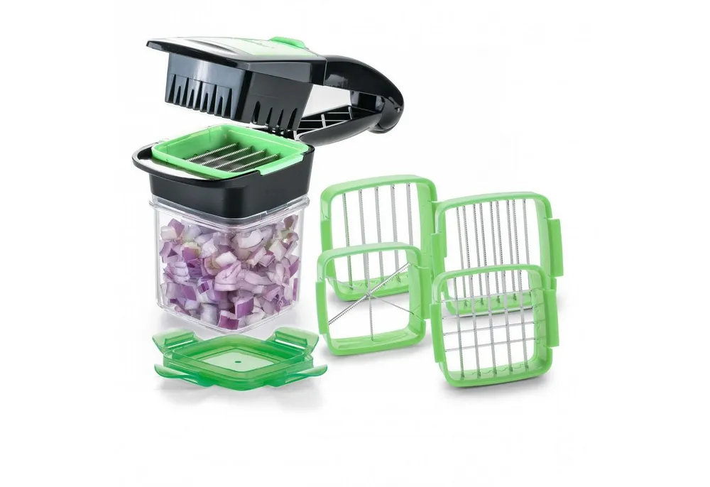 Genius Gemüseschneider Genius Nicer Dicer Quick 7 teilig Set Brombeere, 5 in 1 Multischneider, austauschbaren Messereinsätzen